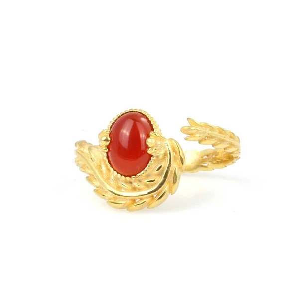 925 Ayar Gümüş Akik Taşlı Sarmaşık Yüzük - Resim 5