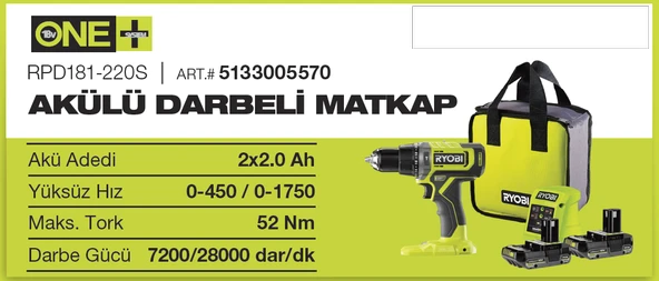 RPD181-220S 18V AKÜLÜ DARBELİ MATKAP 2.0 AH - Resim 3