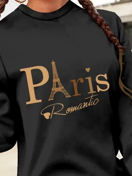 Kadın Uzun Kollu Bisiklet Yaka Yazılı Kısa Viskon Iki Iplik Elbise - Resim 2