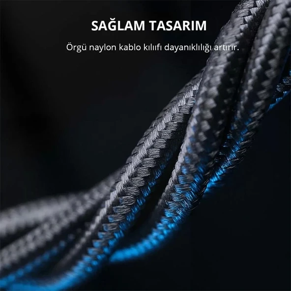Aukey Cb-ncl1-bk Naylon Örgülü 3a 480mbps Type-c Lıghtnıng Kablosu 1.8mt - Resim 2