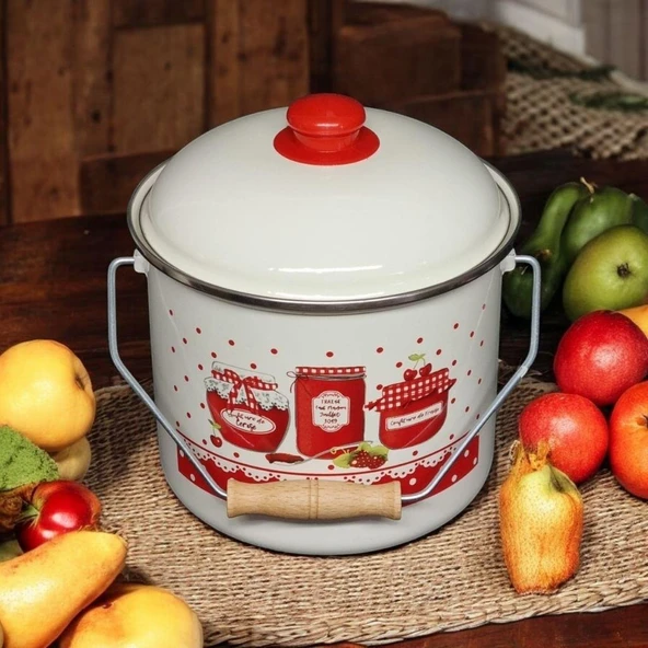 Alev Emaye Bakraç  Yoğurt Bağraç Bakliyat Kabı Seti 28 cm 9 litre