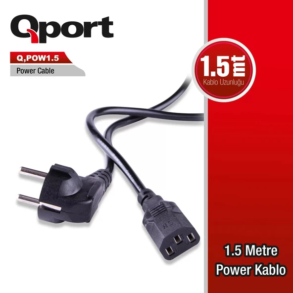 Qport Q-pow1.5 1.5m Pc Power Kablosu