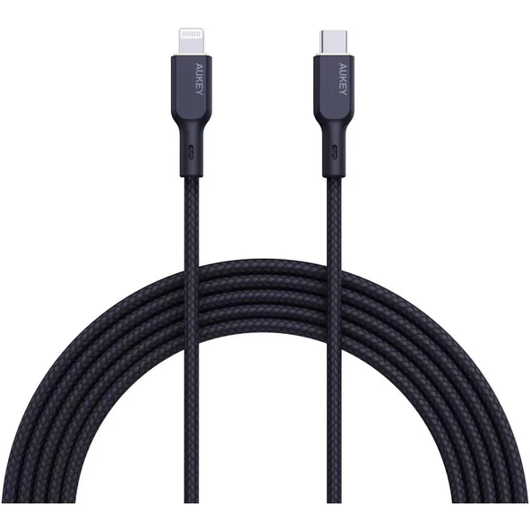 Aukey Cb-ncl1-bk Naylon Örgülü 3a 480mbps Type-c Lıghtnıng Kablosu 1.8mt ürün görseli