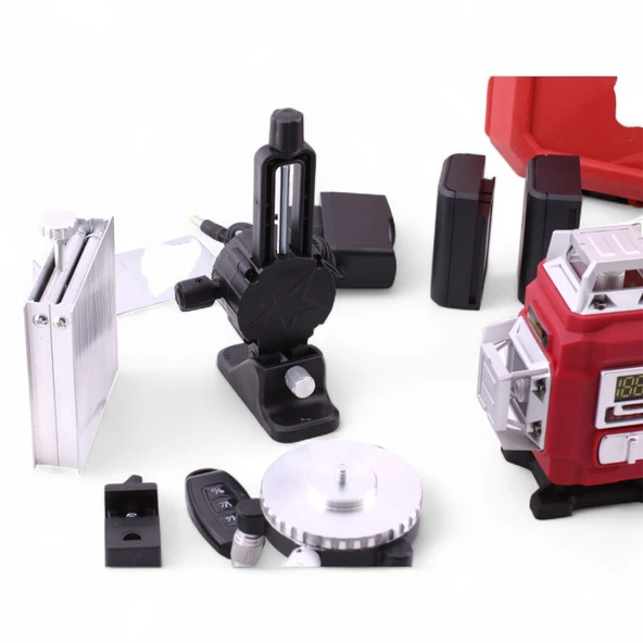 Çizgi Lazer Terazi 4D 2 Batarya Otomatik Seviye Ölçüm Cihazı Yeşil Lazeri Hizalama Tek ve Birlikte - Resim 7