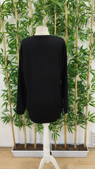 Kadın Uzun Kollu Bisiklet Yaka Ayı Desenli Viskon Iki Iplik Elbise - Resim 5