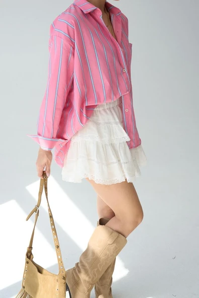 Cepli Gömlek - Pembe-Mavi - Resim 3