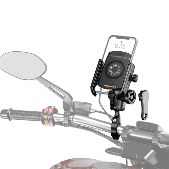 KNMASTER TT-600WU TÜM MOTOSİKLETLERE UYUMLU KABLOSUZ VE USBLİ TELEFON TUTUCU - 1