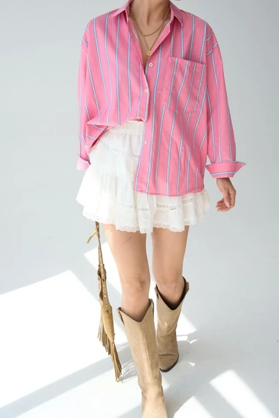 Cepli Gömlek - Pembe-Mavi ürün görseli