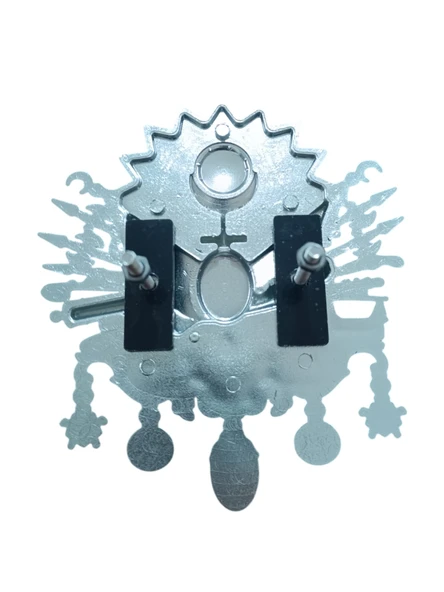 Osmanlı Devlet Arması Vidalı Kabartma Logo Küçük 10x8cm Krom - 2