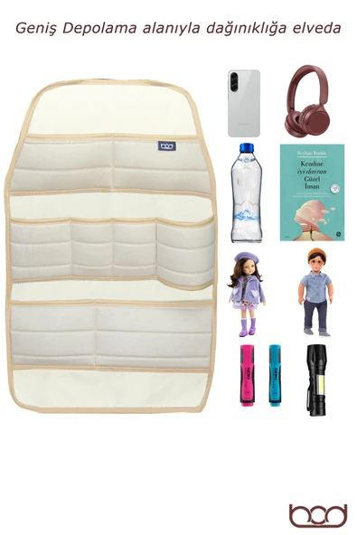 Bod Ecolux Serisi Taytüyü Araba Oto Koltuk Arkası Eşya Düzenleyici Araç İçi Organizer Bej - 2