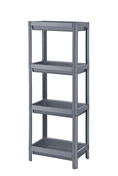 Mithra Life 4 Katlı Hazneli Plastik Gri Banyo Mutfak Balkon Düzenleyici Rafı MIT1193 - Resim 5