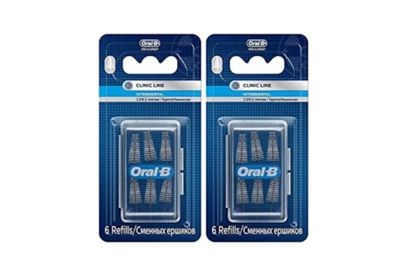 Oral-B Clinic Line 6,5 mm Arayüz Diş Fırçası Yedeği Eğimli 6 Adet 2'Li PAKET - 1