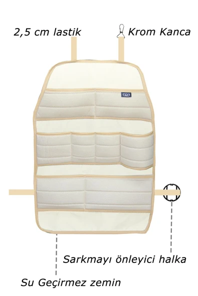 Bod Ecolux Serisi Taytüyü Araba Oto Koltuk Arkası Eşya Düzenleyici Araç İçi Organizer Bej - 3