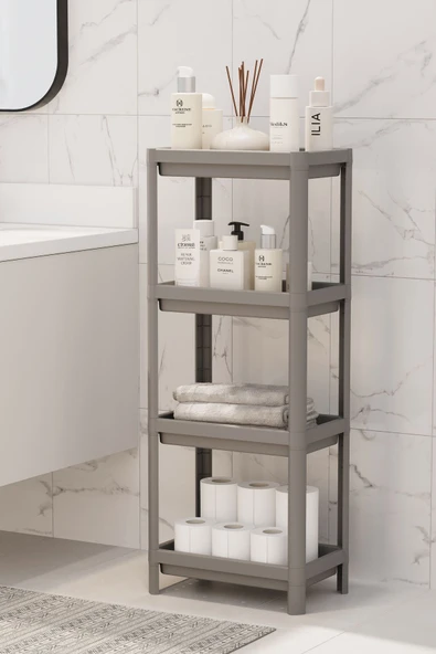 Mithra Life 4 Katlı Hazneli Plastik Gri Banyo Mutfak Balkon Düzenleyici Rafı MIT1193 ürün görseli
