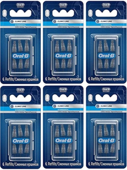 Oral-B Clinic Line 6,5 mm Arayüz Diş Fırçası Yedeği Eğimli 6 Adet 6'Lı PAKET