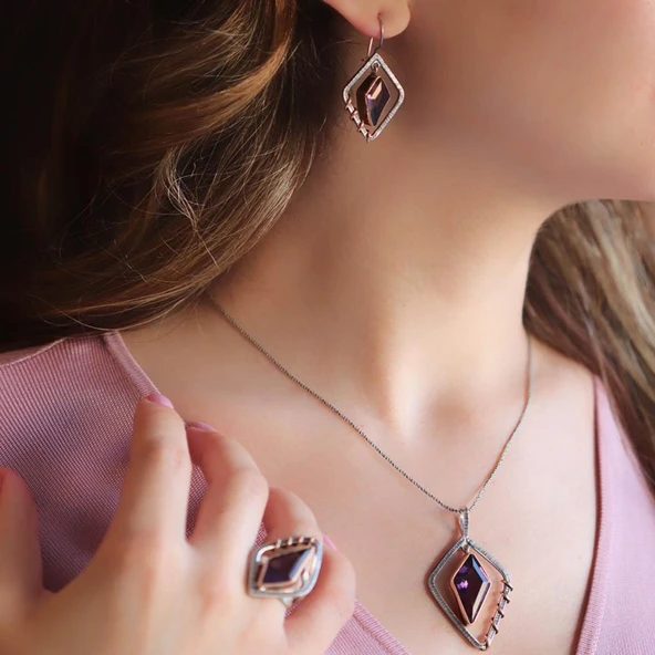 Ametist Taşlı Otantik Tasarım Set ürün görseli