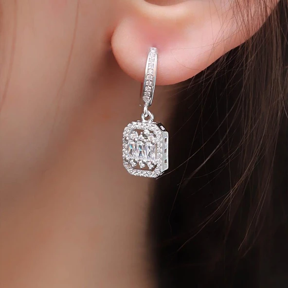 Starlight Diamond Ortası 3 Baget Pırlanta Montür Gümüş Set - Resim 3