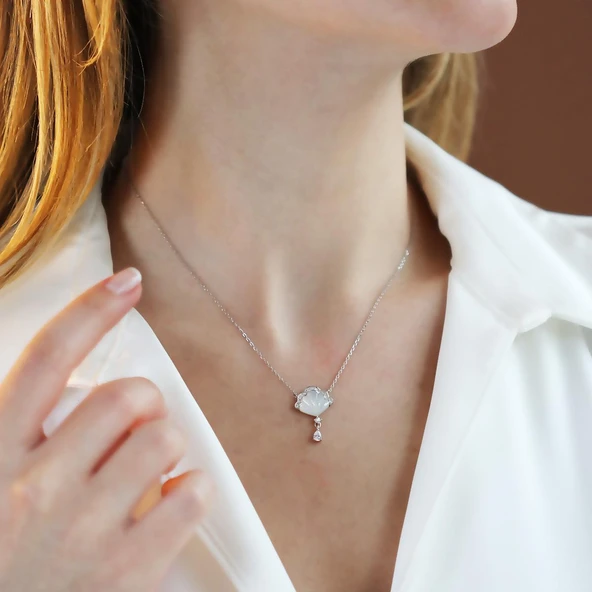 Sedef İstiridye Gümüş Kolye ürün görseli 1