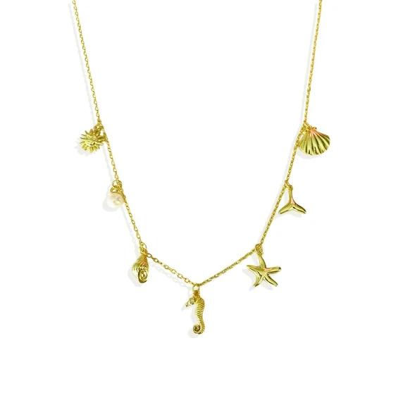 Deniz Figürlü Gold Gümüş Kolye - Resim 4