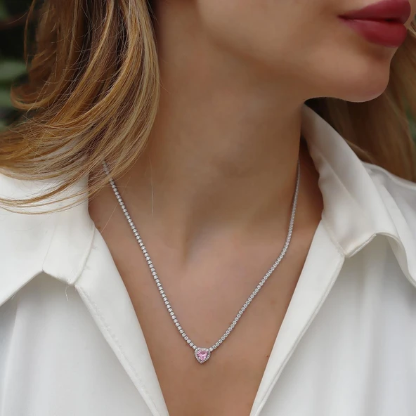 Kalpli Pembe Taşlı Su Yolu Set - Resim 3