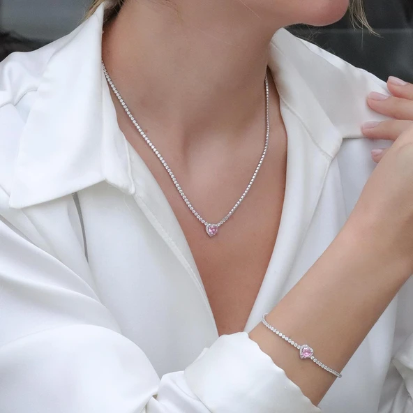 Kalpli Pembe Taşlı Su Yolu Set ürün görseli 1