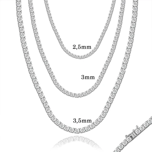 Zirkon Taşlı Su Yolu Gümüş Kolye - Resim 2
