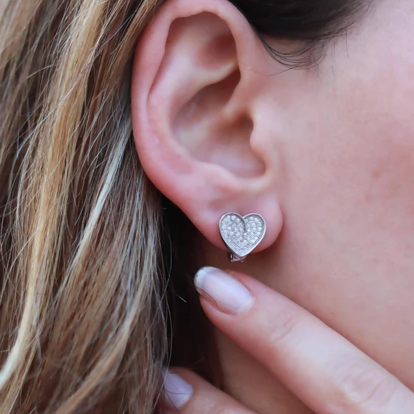 Kalp Zirkon Taşlı Gümüş Set - Resim 4