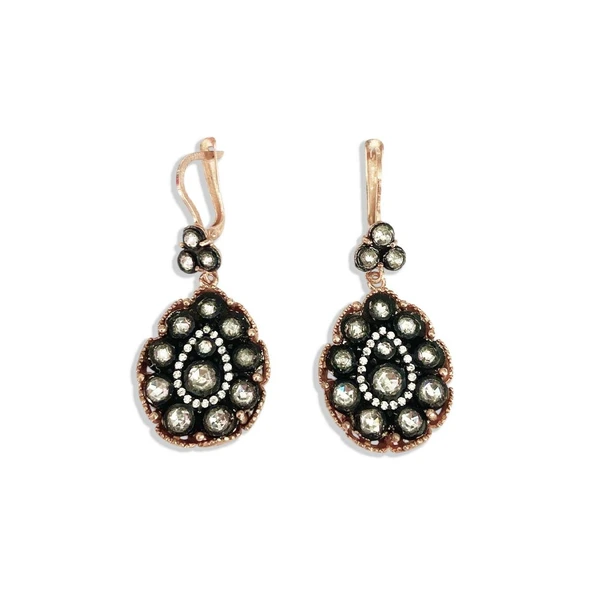 Damla Elmas Montür Rose Gold Gümüş Küpe - Resim 4