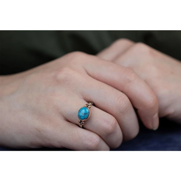 Turkuaz Taşlı Gümüş Otantik Set - Resim 3