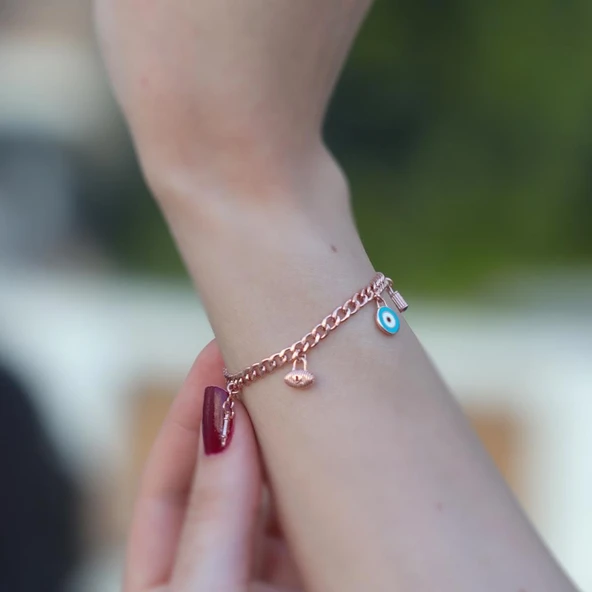 Rose Gold Kaplama 2'li Gümüş Dilek Seti - Resim 2