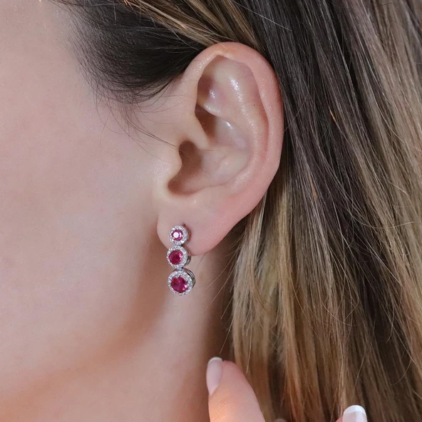 Yuvarlak Taşlı Su Yolu Gümüş Set - Resim 5