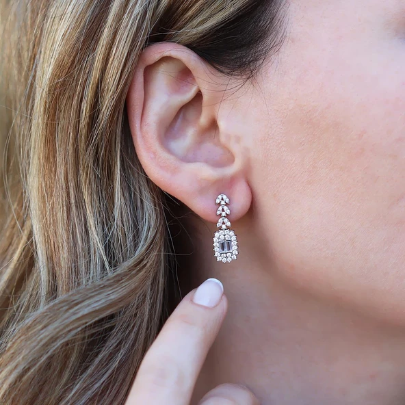 Başak Modeli Baget Taşlı Zarif Gümüş Set - Resim 2