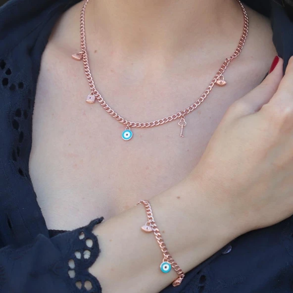 Rose Gold Kaplama 2'li Gümüş Dilek Seti ürün görseli