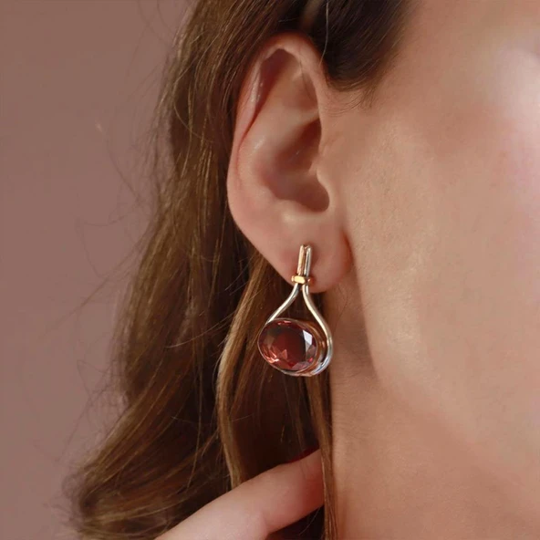 Özel Tasarım Zultanit Taşlı El İşi Gümüş Küpe - Resim 2