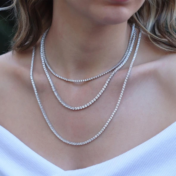 Zirkon Taşlı Su Yolu Gümüş Kolye ürün görseli 1