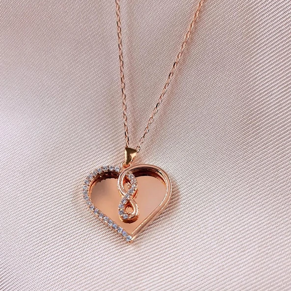 Kalp SonsuzlukRose Gold Kaplama Gümüş Kolye ürün görseli 1