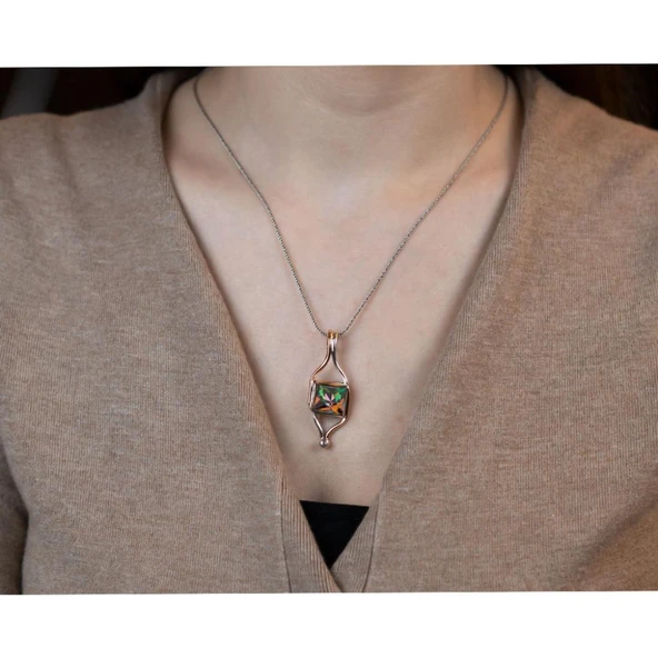 El İşi Tasarım Mistik Topaz Taşlı Gümüş Otantik Set - Resim 4