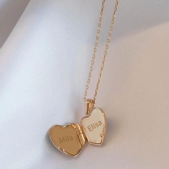 Nazar Boncuklu Gold Kaplama Açılır Kapanır İsim Yazılabilen Gümüş Kolye - Resim 2