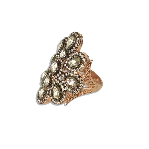 Elmas Montür Modeli Rose Gold Gümüş Yüzük - Resim 6