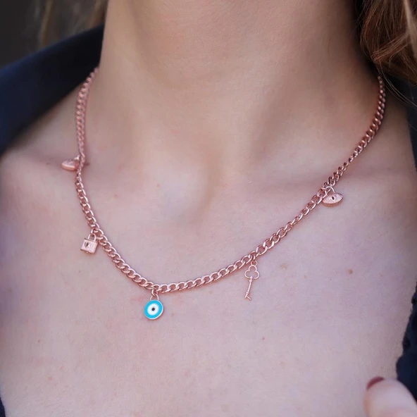 Rose Gold Kaplama 2'li Gümüş Dilek Seti - Resim 3