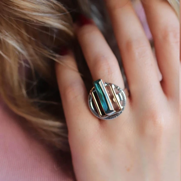 Peridot Taşlı 925 Ayar Gümüş Otantik Tasarım Set - Resim 5