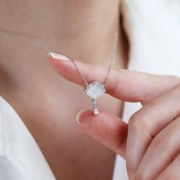 Sedef İstiridye Gümüş Kolye - Resim 3