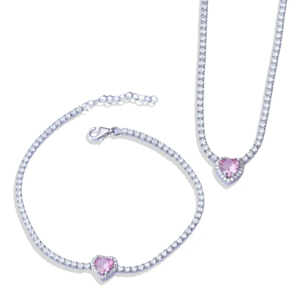 Kalpli Pembe Taşlı Su Yolu Set - Resim 4