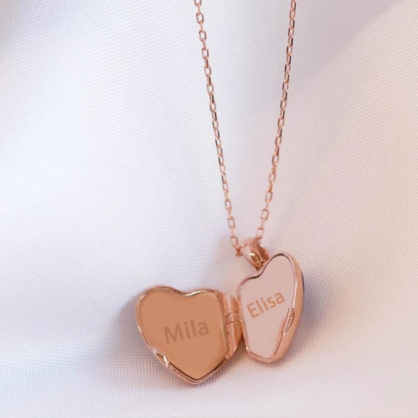 Nazar Boncuklu Rose Gold Kaplama Açılır Kapanır İsim Yazılabilen Gümüş Kolye - Resim 2