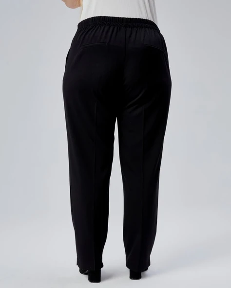 Dekorati̇f Düğmeli̇ Arka Bel Lasti̇kli̇ Büyük Beden Pantolon - 2