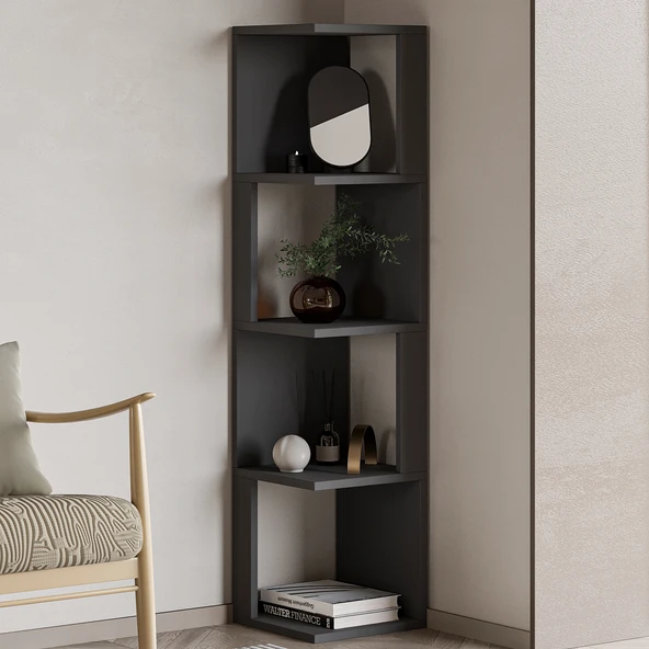 Herry Köşe Kitaplık – Dekoratif Raf Ünitesi, Modern Kütüphane