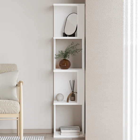Herry Köşe Kitaplık – Dekoratif Raf Ünitesi, Modern Kütüphane - 2