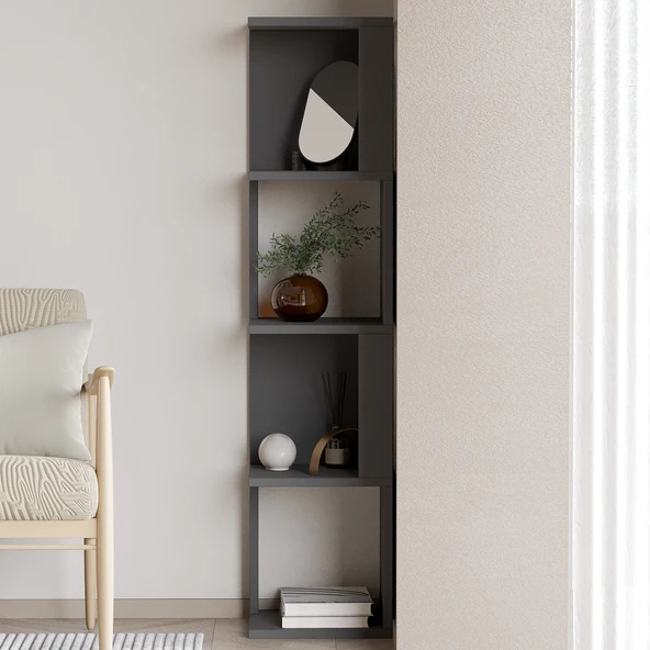 Herry Köşe Kitaplık – Dekoratif Raf Ünitesi, Modern Kütüphane - 2