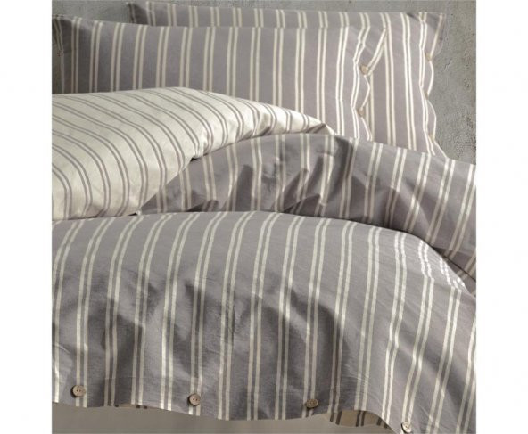 Clasy Butik Native Serisi Çift Kişilik Nevresim Takımı Madras v1 Gri - Resim 2