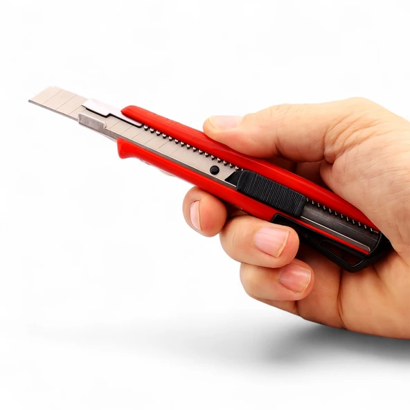 13.5 cm 9 mm Dar Maket Bıçağı Plastik Gövdeli Dayanıklı Çok Amaçlı Ofis Paket Açma Bıçak Kesici Alet - Resim 4